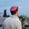 Yair Emanuel Kippah - Embroidered - Magen David - Pink