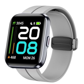 Lamshaw ID208 Plus Smart Watch Band, Soft Silicone Magnetic Buckle Sport Wristband Replacement Straps Compatible for Quican, aeac, WMK, Fitpolo ID208 Plus 1.8'' Smart Watch (Gray)