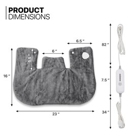 mollie Electric Heating Pad for Neck and Shoulders 16" x 23" Flannel Neck Heating Pad with 3 Heat Settings & 90 Min Auto-Off for Home Office Machine-Washable Heating Pad for Neck Shoulders, Dark Grey