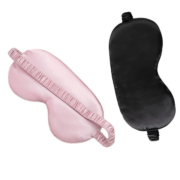 2 Pack Sleep Masks Soft Silk Satin Travel Light Blocking