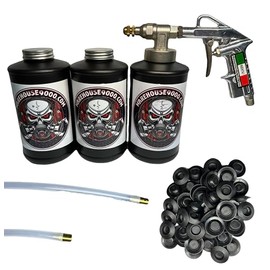 Pro Undercoating Gun kit with 2 Wands, 3 Quart Bottles, and 50 rust plugs
