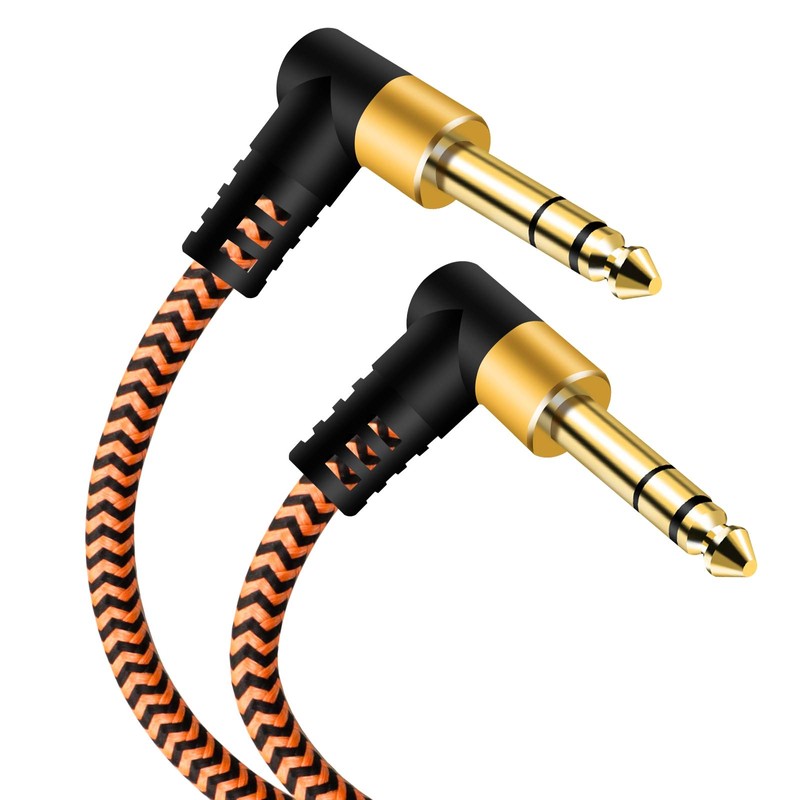 6.35mm Guitar Cable 2m, 1/4" TRS Cable Nylon Braided Multi