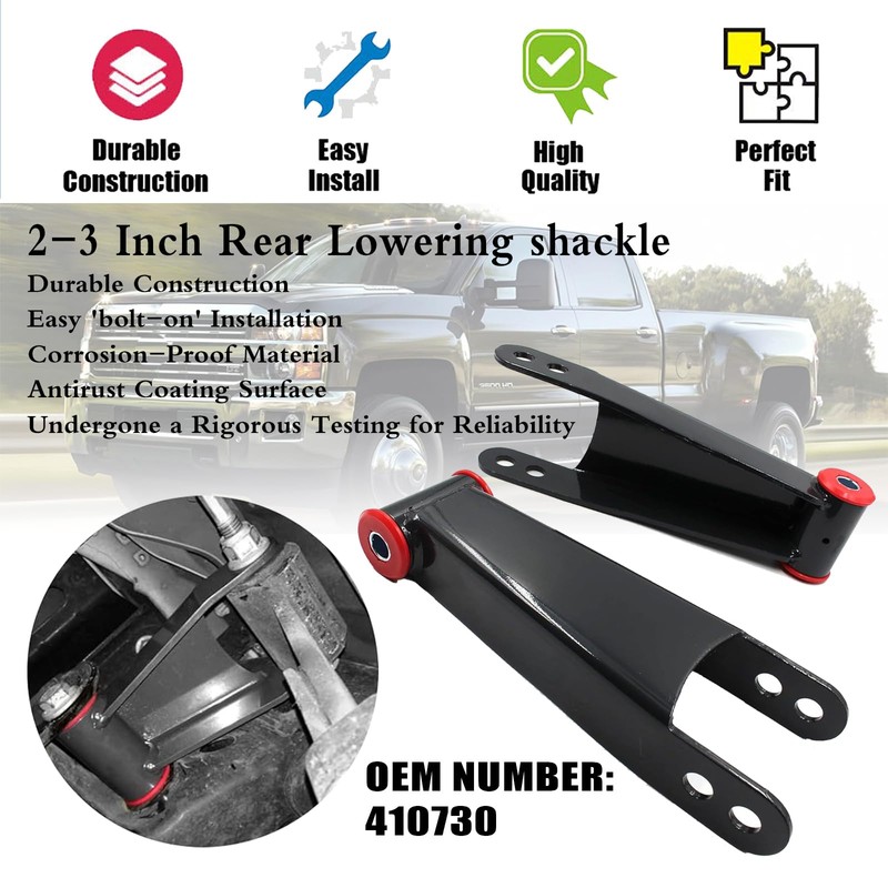TUNTUN 2-3" Suspension Rear Drop Lowering Shackles Kit Compatible With