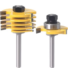 Eyech 1/4 Inch Shank Adjustable Slot Cutter Router Bit Set - 6pc Slotting Cutter Blades: 5/64", 3/32", 1/8", 5/32", 3/16" and 1/4" Cutting Length