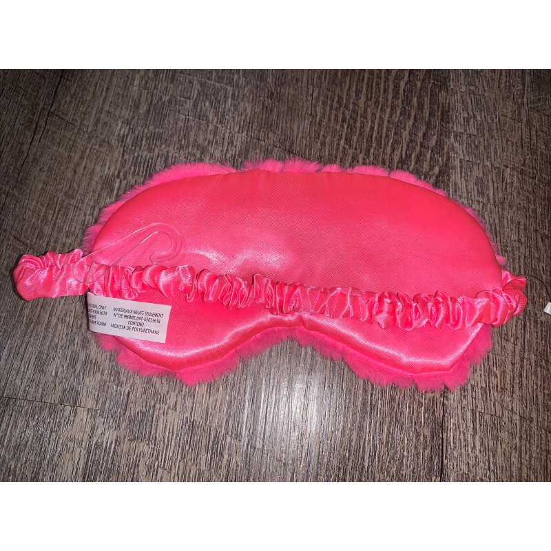 Claire’s Plush Pink Rhinestone Quilted Sleeping Mask Super Soft Satin