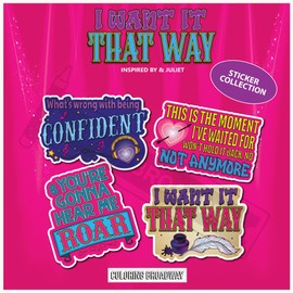 & Juliet "I Want it That Way" Sticker Collection - Set of 4 Coloring Broadway Stickers Inspired by & Juliet - die-Cut, Bubble Free Vinyl. (3" x 3" - Set of 4)