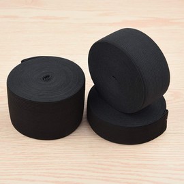 Coopay 3 Rolls 16.5 Yards Sewing Stretch Elastic Band Spool Heavy Stretch High Elasticity Elastic Spool Knit, 1, 1.5, 2 Inch in Width, 5.5 Yards/Roll (Black)