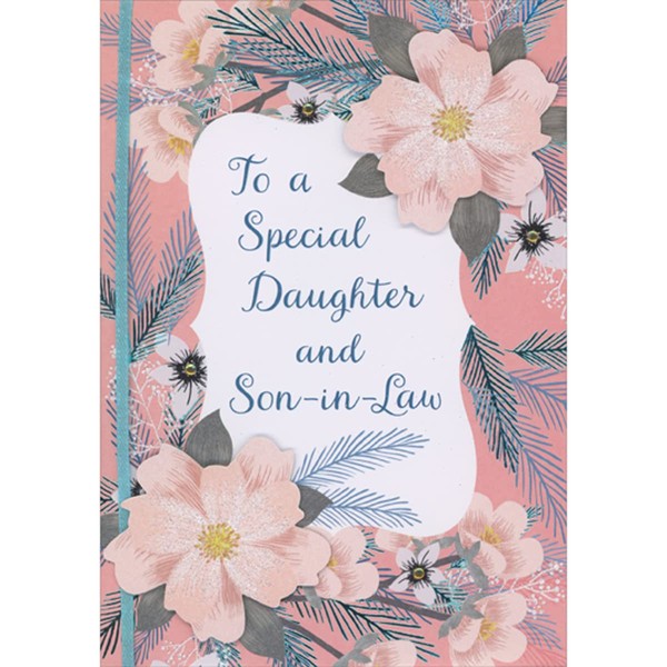 Designer Greetings Two Light Pink 3D Die Cut Sparkling Flowers,