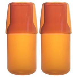 Sizikato 15 Oz Clear Glass Bedside Night Water Carafe with Tumbler Glass, Set of 2