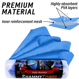 Tubsalah Premium Shammy Cloth for Car Drying - 2 Pack (26”x17”) - Super Absorbent Synthetic Chamois Bathroom,Pets, Dust Remove,- Reusable Non-Scratch Vehicle Dry Towel (Yellow & Blue)