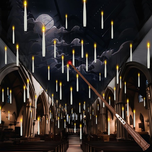 Floating Candles with Wand, Christmas Decorations Magic Hanging Candles, 20