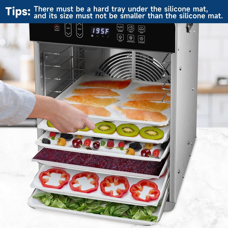 6 Pcs Silicone Dehydrator Trays 11 x 11 Inch, Square