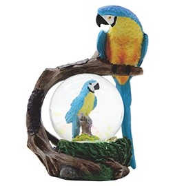 ICE ARMOR 4.25" H Blue Parrot Glitter Snow Globe Decoration Figurine