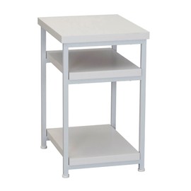 Household Essentials Jamestown Rectangular Side End Table with Storage Shelves Scandinavian White and White Metal