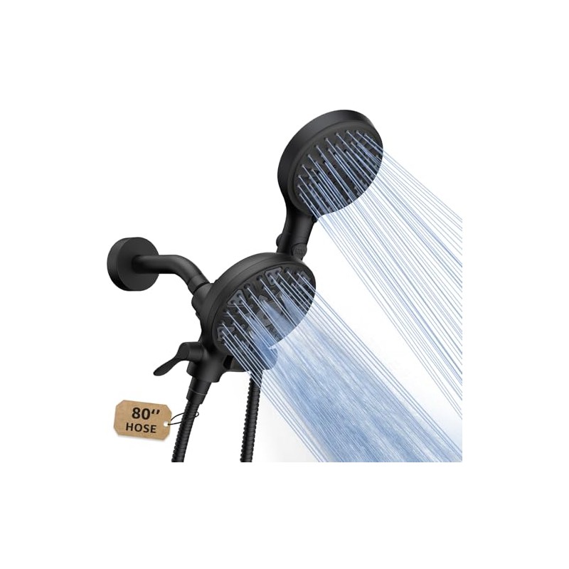 FASDUNT Dual Handheld Shower Head Combo, Enjoy 6-Setting Rain Showerhead