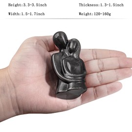 mookaitedecor Natural Silver Obsidian Crystal Hugging Couple Statue Figurine Abstract Couple Sculpture Love Couple Ornament Healing Crystal Couple Gift for Anniversary Wedding Man and Woman Statue