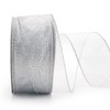 ALTIER 2.5 Inch x 40 Yards Silver Metallic Wired Ribbon