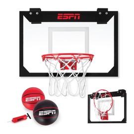 ESPN Mini Basketball Hoop, Over The Door Basketball Hoop with Foldable Breakaway Rim, Includes 2 Mini Basketballs and Pump, Great
