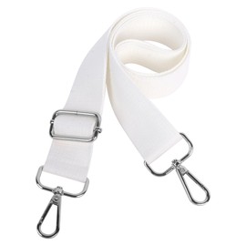 Moorle Wide Shoulder Bag Strap, Shoulder Strap for Bags, Adjustable, Shoulder Strap, Bag Strap, White, 3.8 cm Wide, Canvas Handbag, Bag Straps for Changing, silver / white
