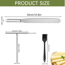 AHEJIOO Crepes Distributor and Spatula Set, 3 Pieces Stainless Steel Crepe Maker Accessories for Perfect Crepes, Crepe Accessories for Hobby Chefs and Professionals