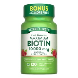 Natures Truth Biotina 10000mcg 120 Tabletas Veganas                                                                                                   
