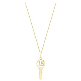 Carissima Gold Women's 9ct Yellow Gold 18 Key Pendant on Curb Chain Necklace of 46cm