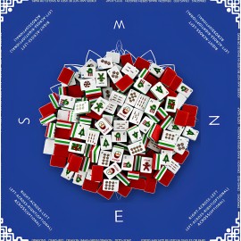 Christmas American Mahjong Set 160PCS 32mm Acrylic Red Back Tiles With Cobalt Blue Mandala Mat Holiday Gift 4-Player GameColor: Cobalt Blue Mandala Mat