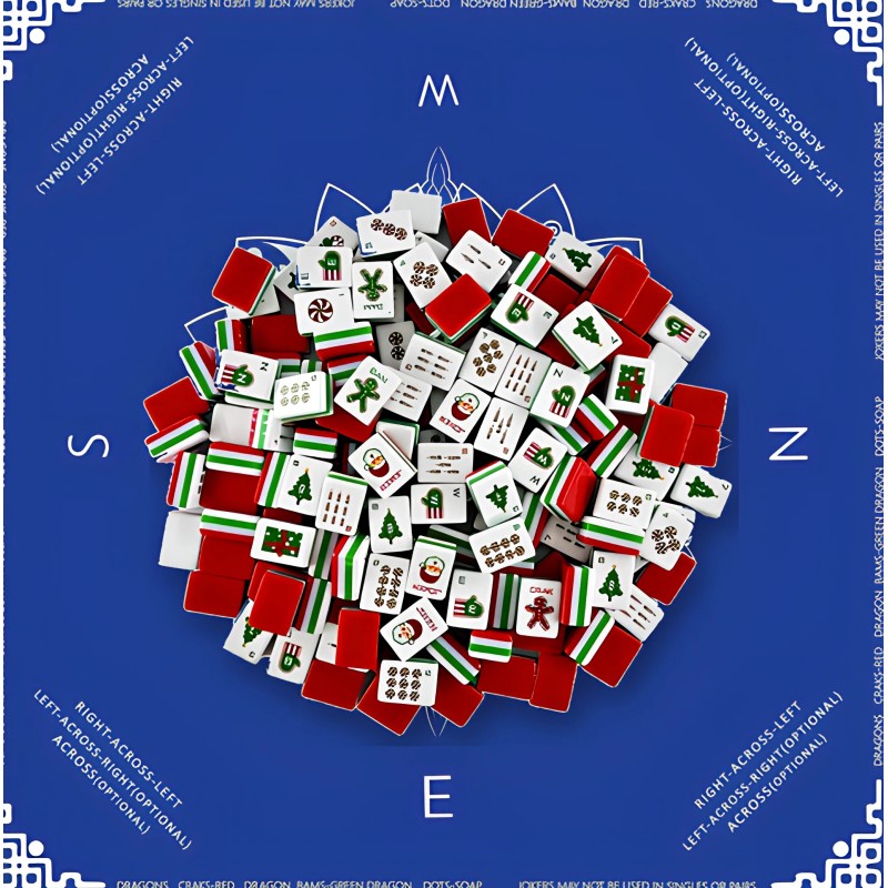 Christmas American Mahjong Set 160PCS 32mm Acrylic Red Back Tiles
