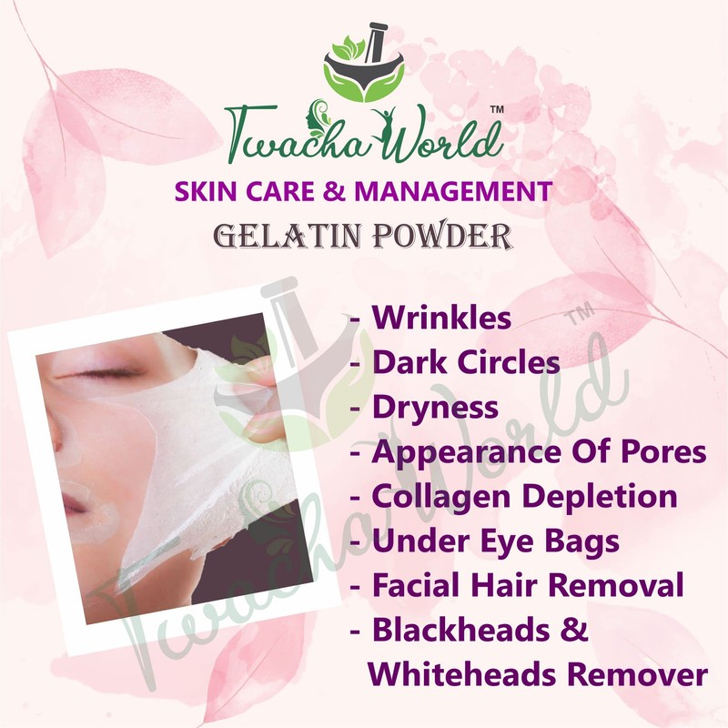 Twacha world Gelatin Powder For Face Mask/Hair removal/Peel Off Mask
