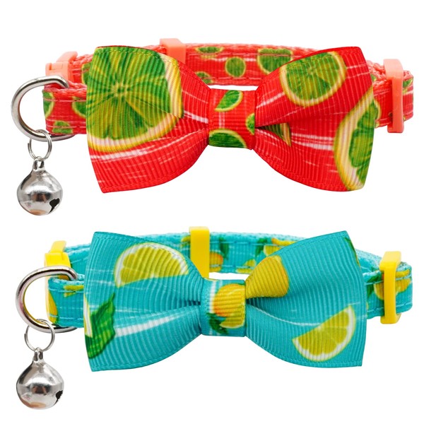 azuza Cat Collar with Bell, Adjustable Cat Collar with Bowtie