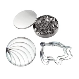 juego de 28 moldes para pan y galletas formas de conchas, figuras geometricas y puerquitos