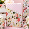 MAYPLUSS Pink Flower Wrapping Paper Roll, Gold Edge Design Floral