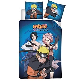 AYMAX S.P.R.L Naruto Reversible Bedding Set, Duvet Cover 140 x 200 cm + Pillowcase 63 x 63 cm, Blue