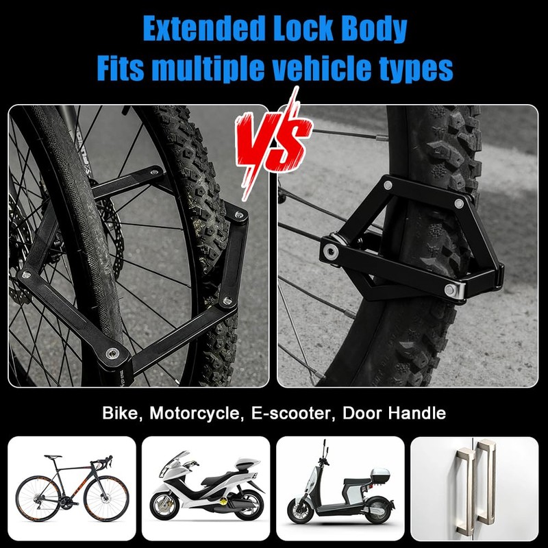 Cableet Heavy Duty 87cm Folding Bike Lock - Thickened Alloy