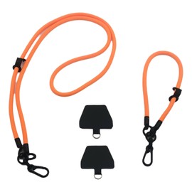 Wohoyee Phone Lanyard Crossbody,1x Wrist Strap,1× Neck Strap, 2x Phone Patch, Universal Cell Phone Lanyard with Patch Pad (Orange)