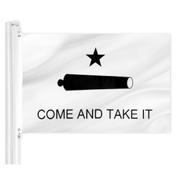 G128 Come and Take It Cannon Flag | 2x3 Ft | Double ToughWeave Series Double Sided Embroidered 210D Polyester | Historical Flag, Embroidered Design, Indoor/Outdoor, Brass Grommets, Heavy Duty, 3-ply