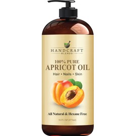 Handcraft Blends Apricot Kernel Oil - Cold-Pressed 16 Fl Oz - 100% Pure and Natural - Premium Grade Carrier for Skin and Hair - Hair and Body - Massage - Hexane-Free