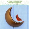 Fence & Tree Mounted Moon Bird Feeder – Cardinal, Squirrel