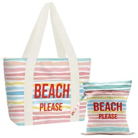 HODREU Beach Bag for Women, Waterproof Sandproof, Wet Dry Bag for Swimsuits Wet Clothes Diaper Yoga Gym Clothes Pool Rainbow