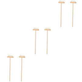 Kisangel 3sets Tabletop Zen Garden Rake Mini Size Bamboo Craft Garden Tool Set Desktop Decor 2pcs*3
