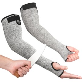 4 Pairs Forearm Sleeves, Arm Protectors for Thin Skin and Bruising, Level 3 Cut Resistant Sleeves, Arm Protection for Gardening, Yard Working, Pet Grooming, Grey, Grey, One Size (4 Pairs)