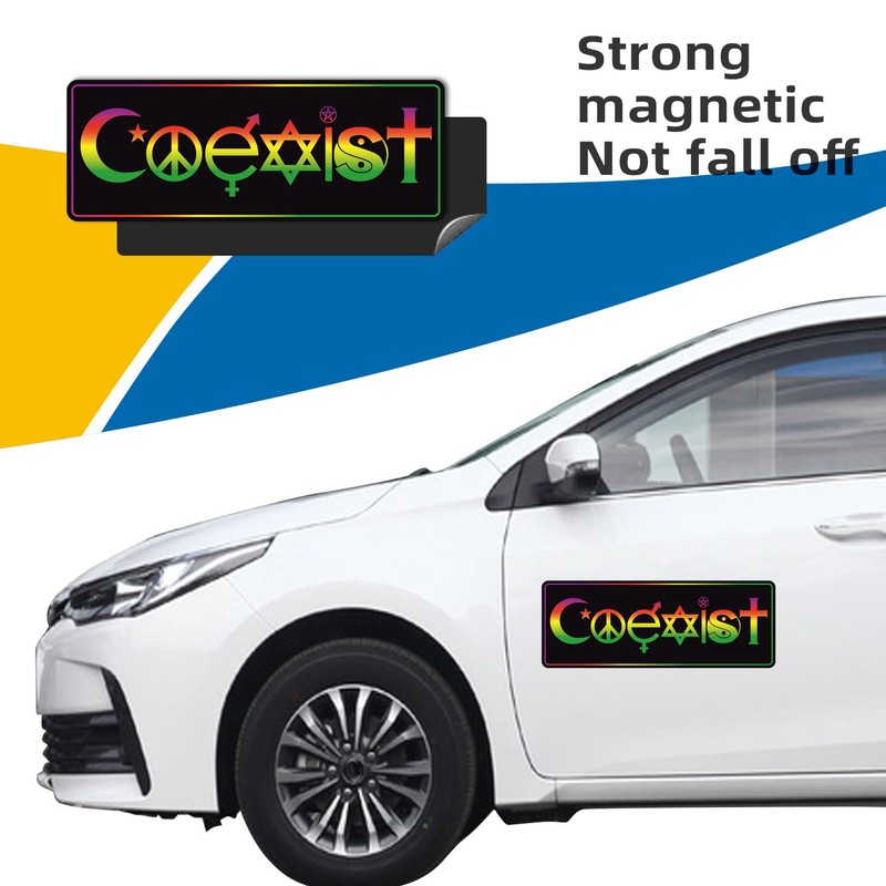 Coexist Symbol Magnet Decal - 3x8 Inches, Automotive Magnet for