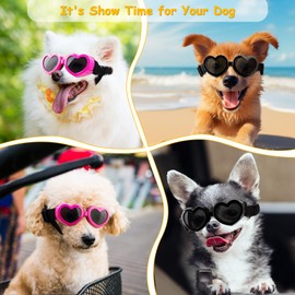 Dog Sunglasses Glasses for Small Breed, Dog Goggles Puppy Sunglasses for UV Eye Protection Anti-Fog Snowproof Wind Dust, Adjustable Doggy Pet Sunglasses for Motorcycle Riding Driving (Black)