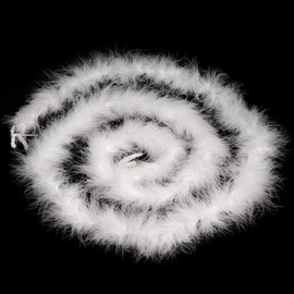 5Pcs x 2M Christmas Tree White Feather Boa, Feather Garland Fluffy Boa Ribbon, White Christmas Decorations Feather Boa Strip for Xmas Tree Indoor Outdoor Wedding Party Decor