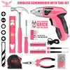 JENABOM Cordless Screwdriver Rechargeable 3.6V, Pink Tool Kit with Small