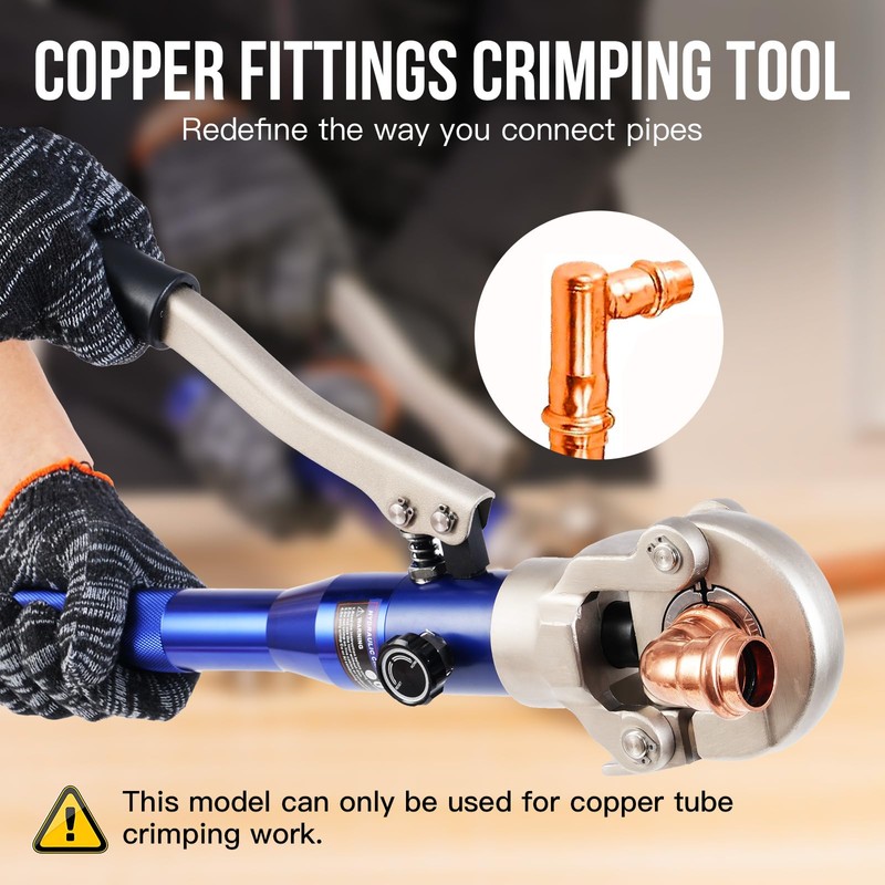 Hydraulic Copper Press Tool with 1/2",3/4" and 1" Jaw Copper