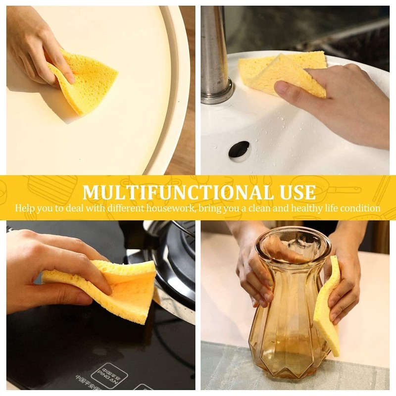 8 Pieces Cellulose Sponge Wipes Cleaning Scrub Washing Non-Scratch Sponge