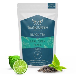 TeaNOURISH Earl Grey Black Tea | Assam Loose Leaf Black Tea Enriched with Natural Bergamot Extract | Full Bodied with Citrusy Notes | 100% NATURAL INGREDIENTS - 3.53oz/100g
