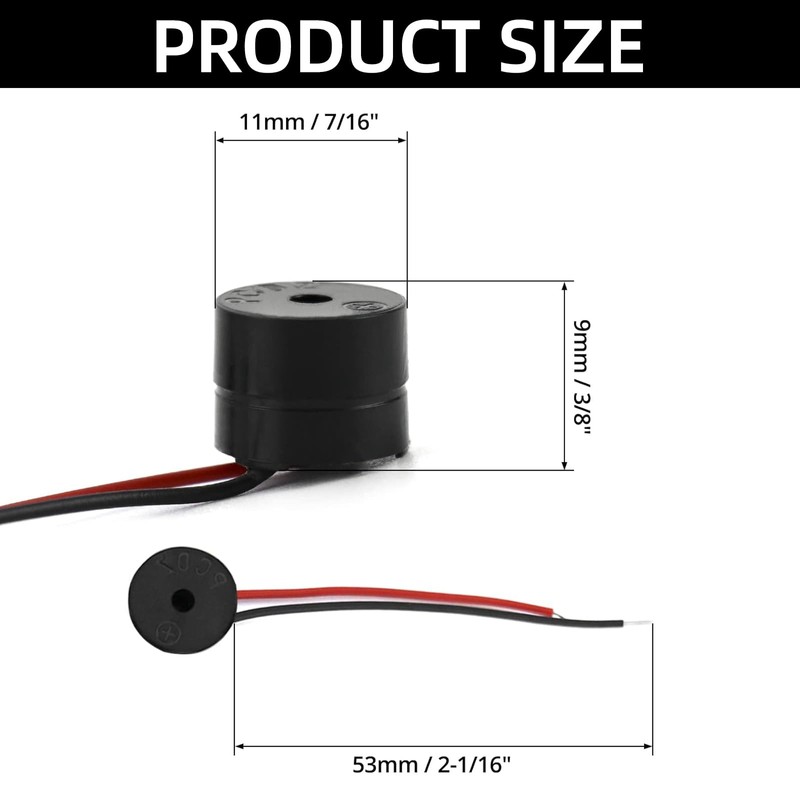 HARY 20PCS Piezo Buzzers for Quizzes 12085 leads, 3-12V 85dB