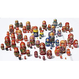 Lot 3 Sets of 5 Cute Nesting Stacking Wooden Dolls Matryoshka Babushka Russian Ethnic Art by C2A Enterprise
